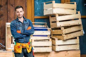 cassette di legno e falegname