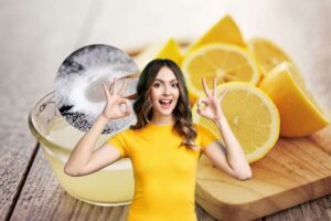 sale, limone e donna che fa ok